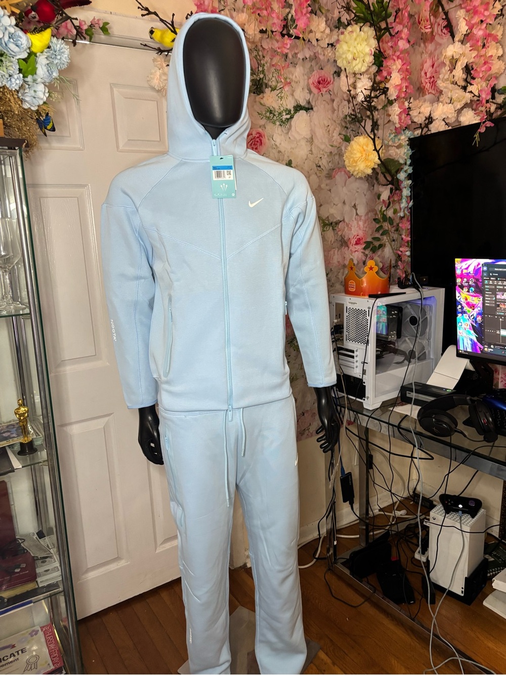 Nike Tech NOCTA Blue Men's Hooded Zip Tracksuit Set